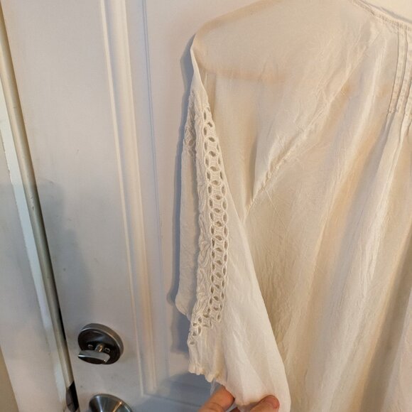 Johnny Was Collection "Liya" Georgette Tunic Blouse Embroidery Eyelet Sz Medium - Picture 9 of 13